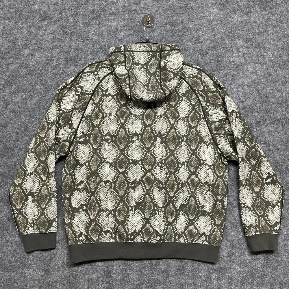 Jordan Hoodie Mens XL Sail Olive Snakeskin Print AOP Sport Hoop Fleece Pullover